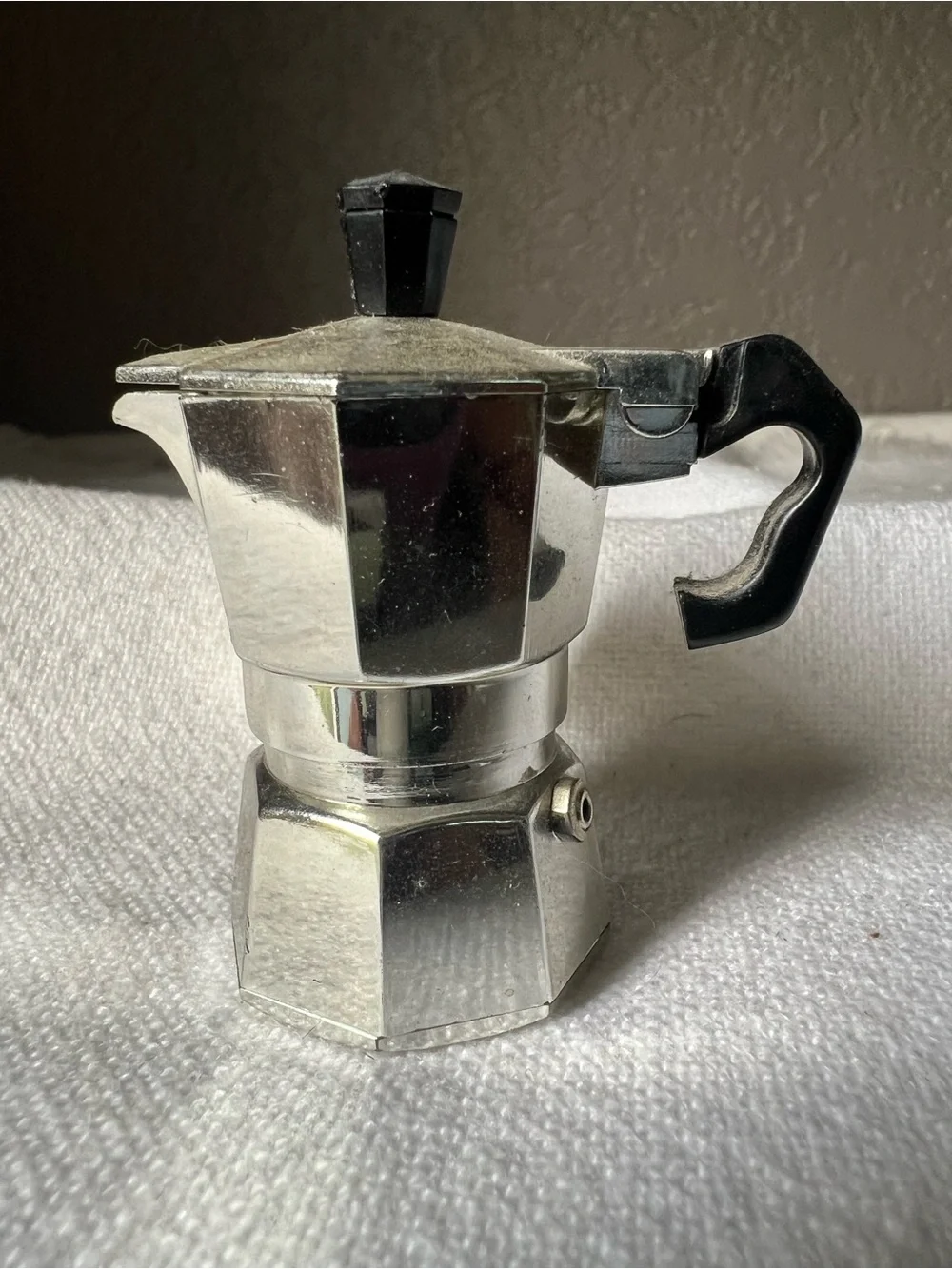 Vintage Mini Coffee Pot Percolator Magnet Silver-tone and Black Lid Lifts